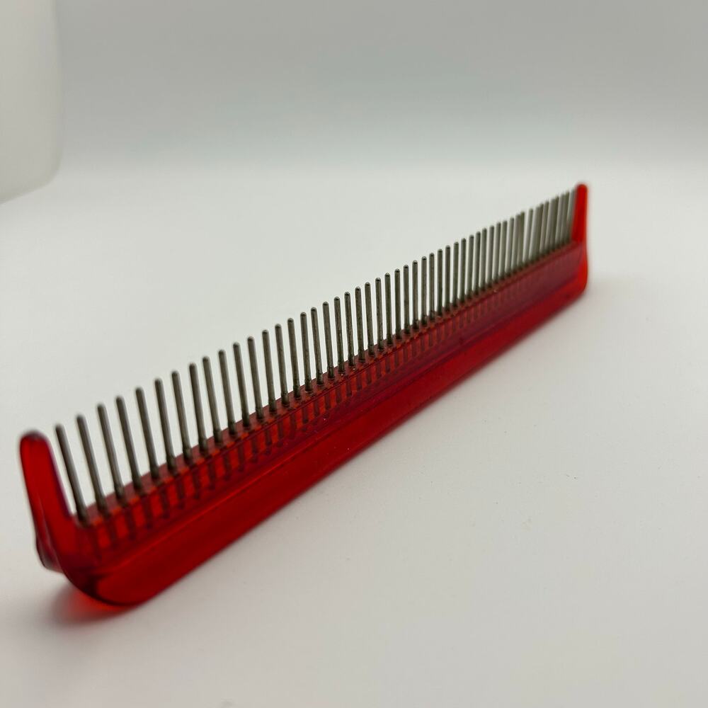 Vintage Untangler Comb Red Metal Rotating Teeth Made in USA Hair Tool